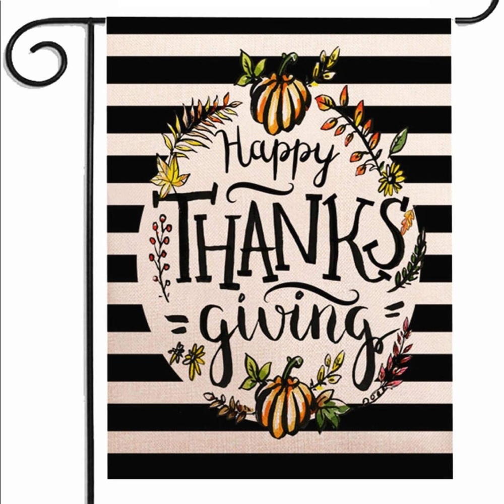 ZUEXT Welcome Thanksgiving Stripe Fall Garden Flag